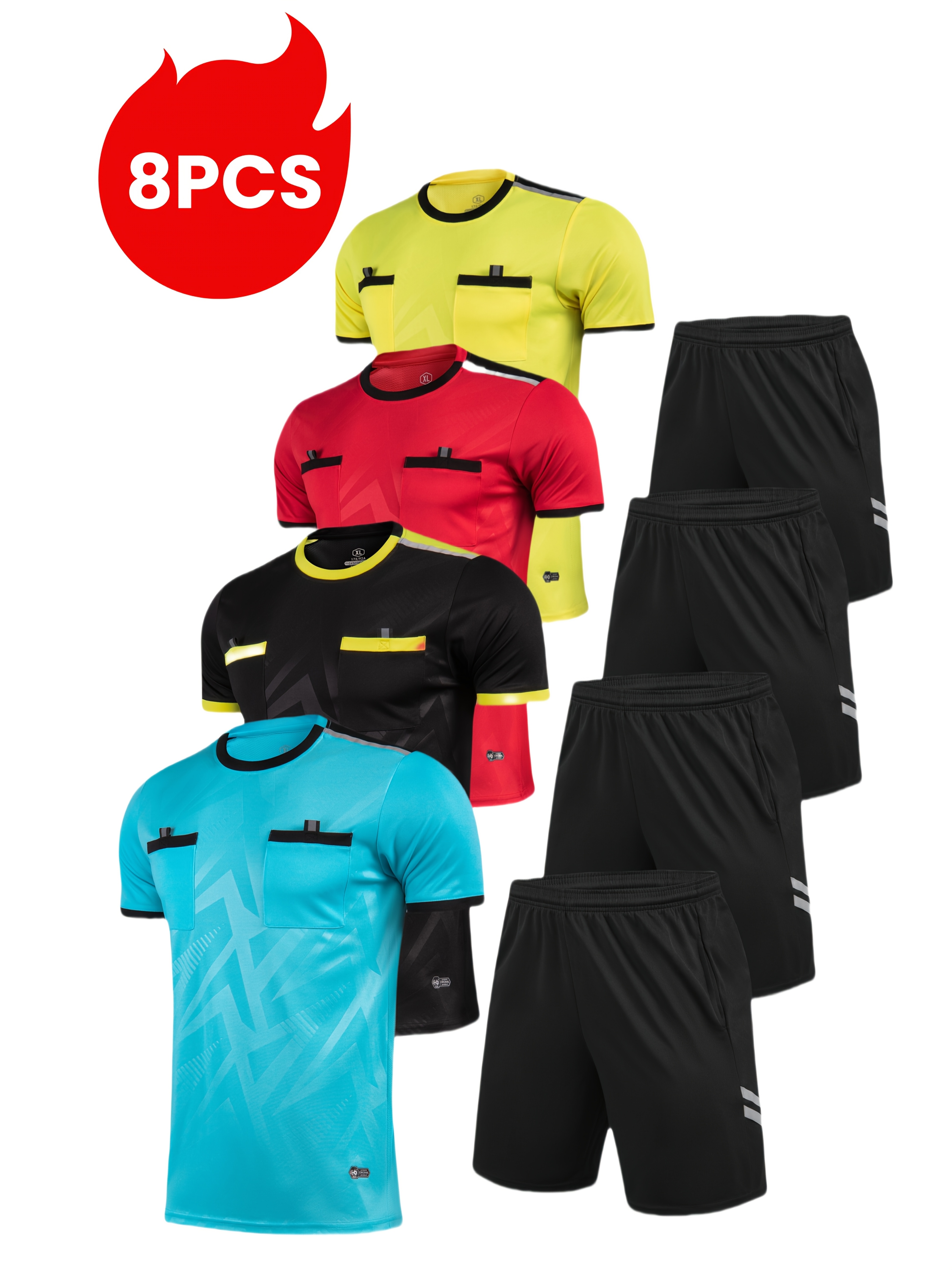 8pcs set of sports referee clothing football badminton table tennis and other sports training running comfortable sports pocket t shirt quick   shorts training and competition activities with pocket elastic breathable waist pant