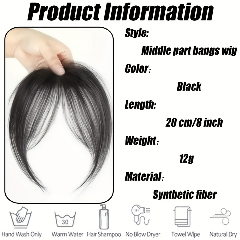 womens high temperature fiber synthetic straight hair wig with fluffy side bangs basics style with hair flipper bangs for daily and party wear details 3