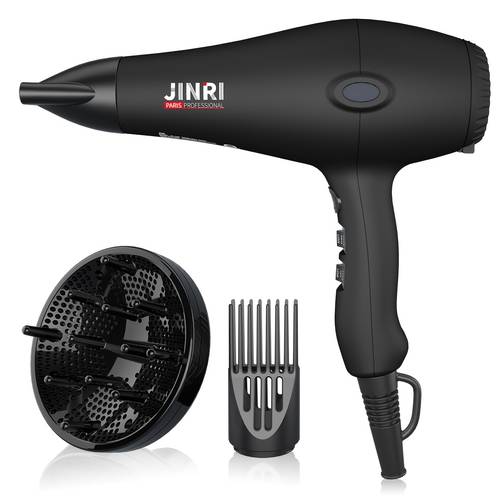 hair dryer 1875w with diffuser comb and concentrator attachments for curly hair ideal for quick drying in professional salons features and speed options for versatile drying and styling color black