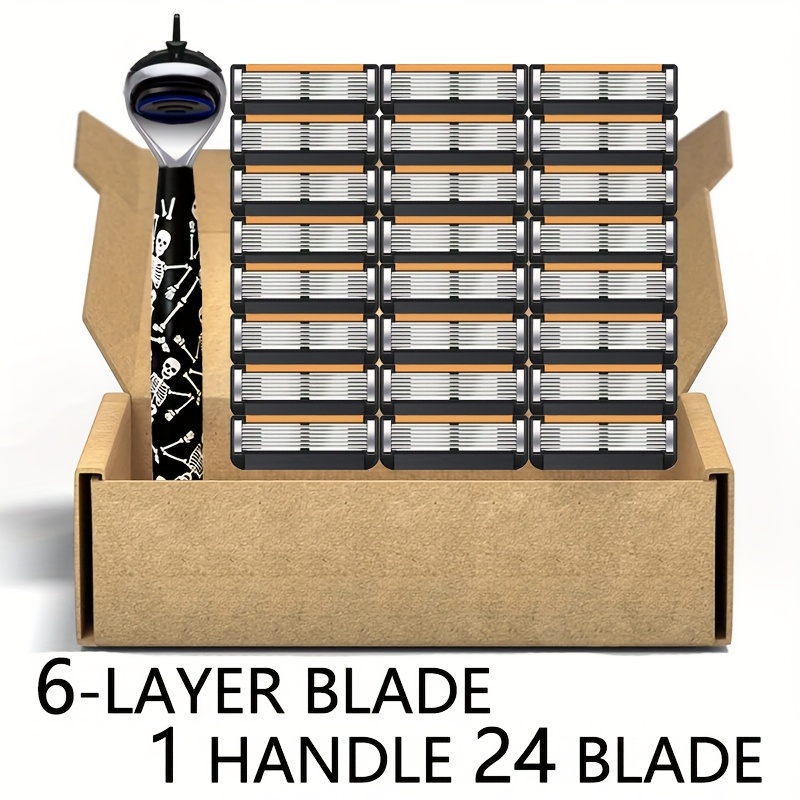 Image of 6-layer Manual Shaver With 24 Blade Replacement, Made Of High-quality Stainless Steel Material For Protection, Men's Facial Care Tool