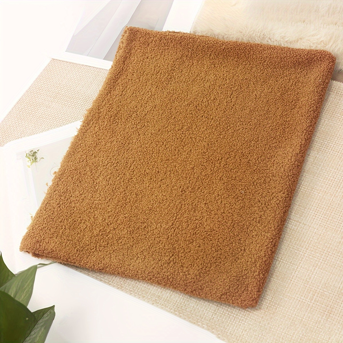 Teddy Fabric - 62.9" X 19.69" Polyester Crafting Material For Diy Throw Pillows, Dolls & Handmade Projects, Solid Color