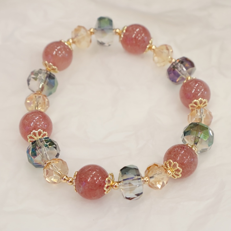 E-shop 1 Stück Elegantes Erdbeer- und Perlenarmband – , Unisex Schmuck für den und Campus, Ganzjahresgeeignet
