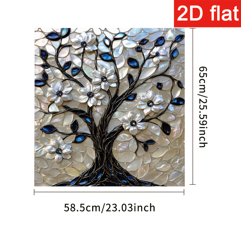 TEMU 2d Flat 1pc Blue And White Tree Of Life Magnetic Dishwasher Cover, Scratch-resistant Decor For Kitchen Modern Art, Party & Refrigerator