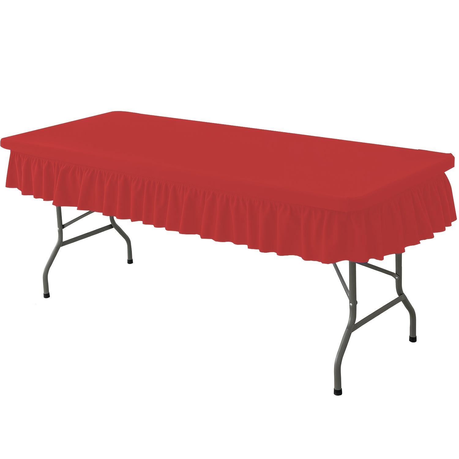 TEMU 1pc Stretch Tablecloth For Rectangular Tables - Flared Wrap Design, Wrinkle-resistant, Washable - Ideal For Weddings, Parties, Banquets & Table