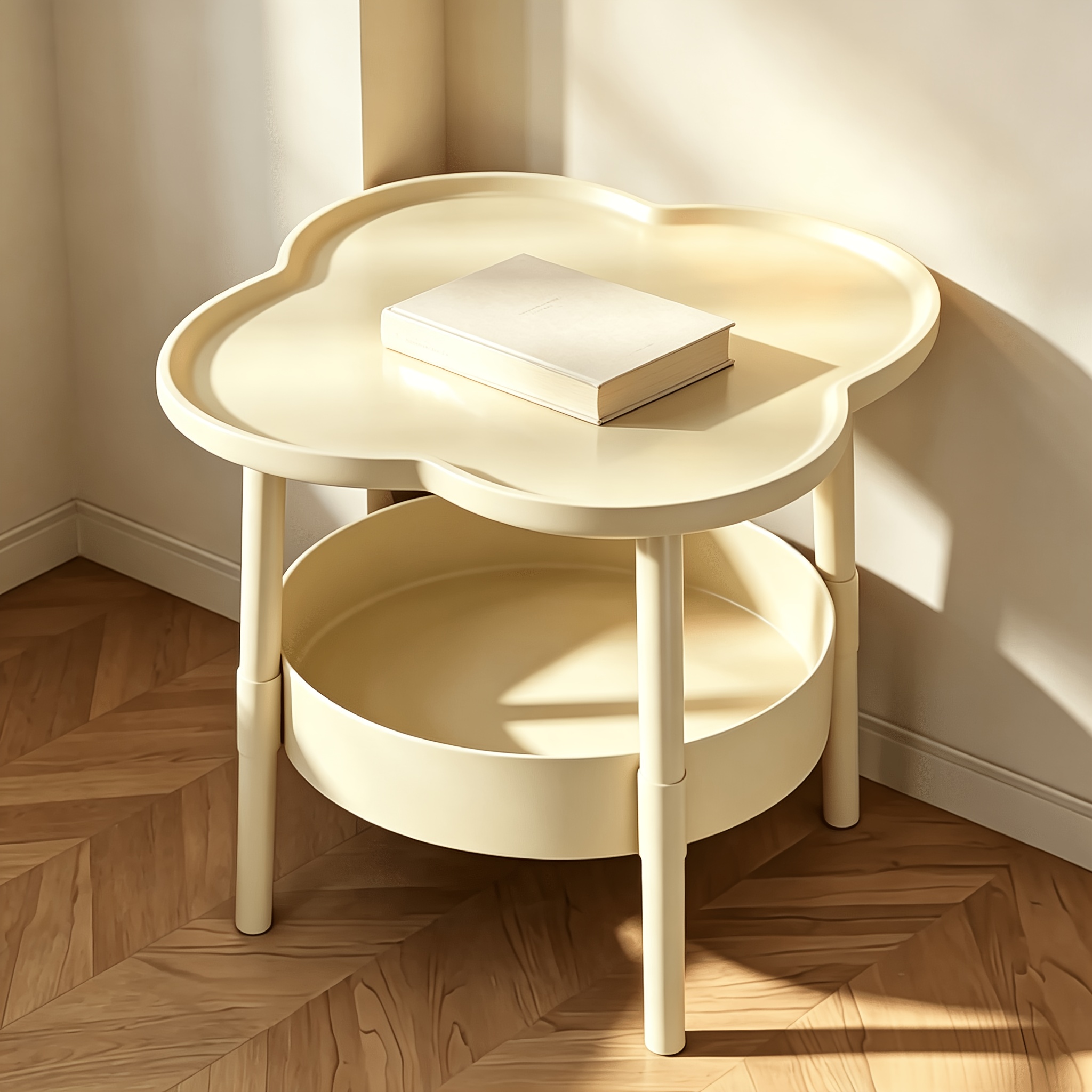TEMU Mesa Auxiliar de Plástico con Forma de Flor, Engrosada y , con Estante de Almacenamiento, Redonda para Decoración de Dormitorio o Estudio, Ideal