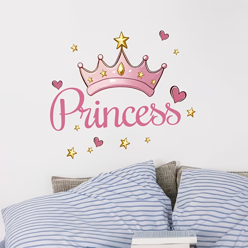 Crown Wall Sticker For Bedroom And Living Room Background Wall Decoration, Heart Princess Decal