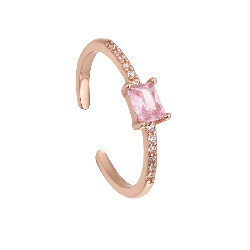 Women's Cherry Pink Zirconia Tail Ring, Fashion Gift