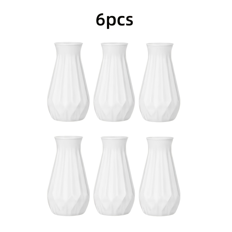 TEMU Ensemble de 6 vases en plastique à motif - Idéal pour fleurs artificielles, décoration de Noël, centres de table d'Halloween, décoration de
