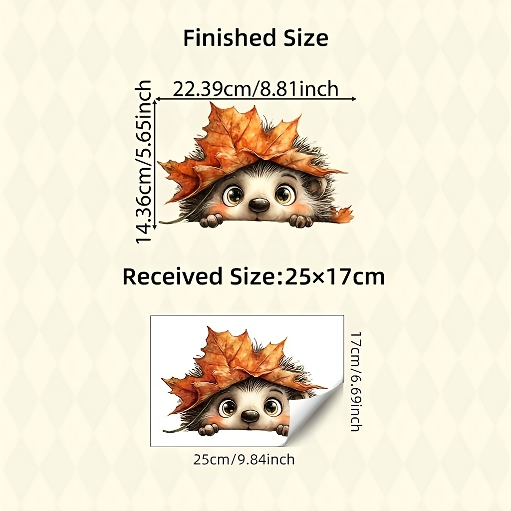 TEMU 2d Flat, 1pc 2d Flat Autumn Maple Leaf Peeking Hedgehog Static Cling Window Decal, Double-sided Reusable Static Sticker, Suitable For Autumn