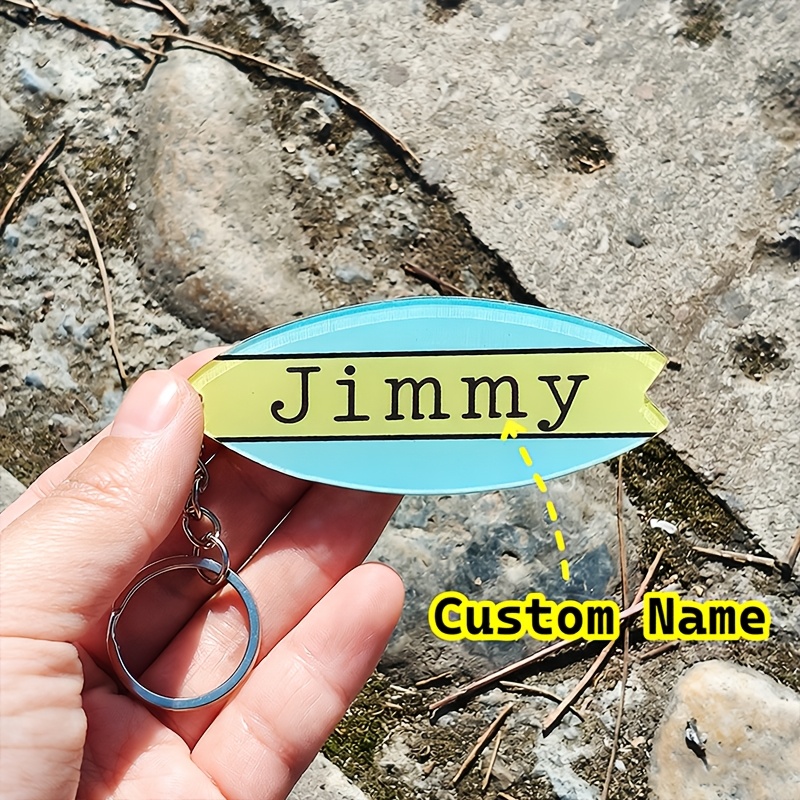 TEMU 2d Flat, Custom Surfboard-shaped Personalized Acrylic Keychain - Engrave Name/initials Available. Locker Locker Tag To Prevent Loss Of Keys In