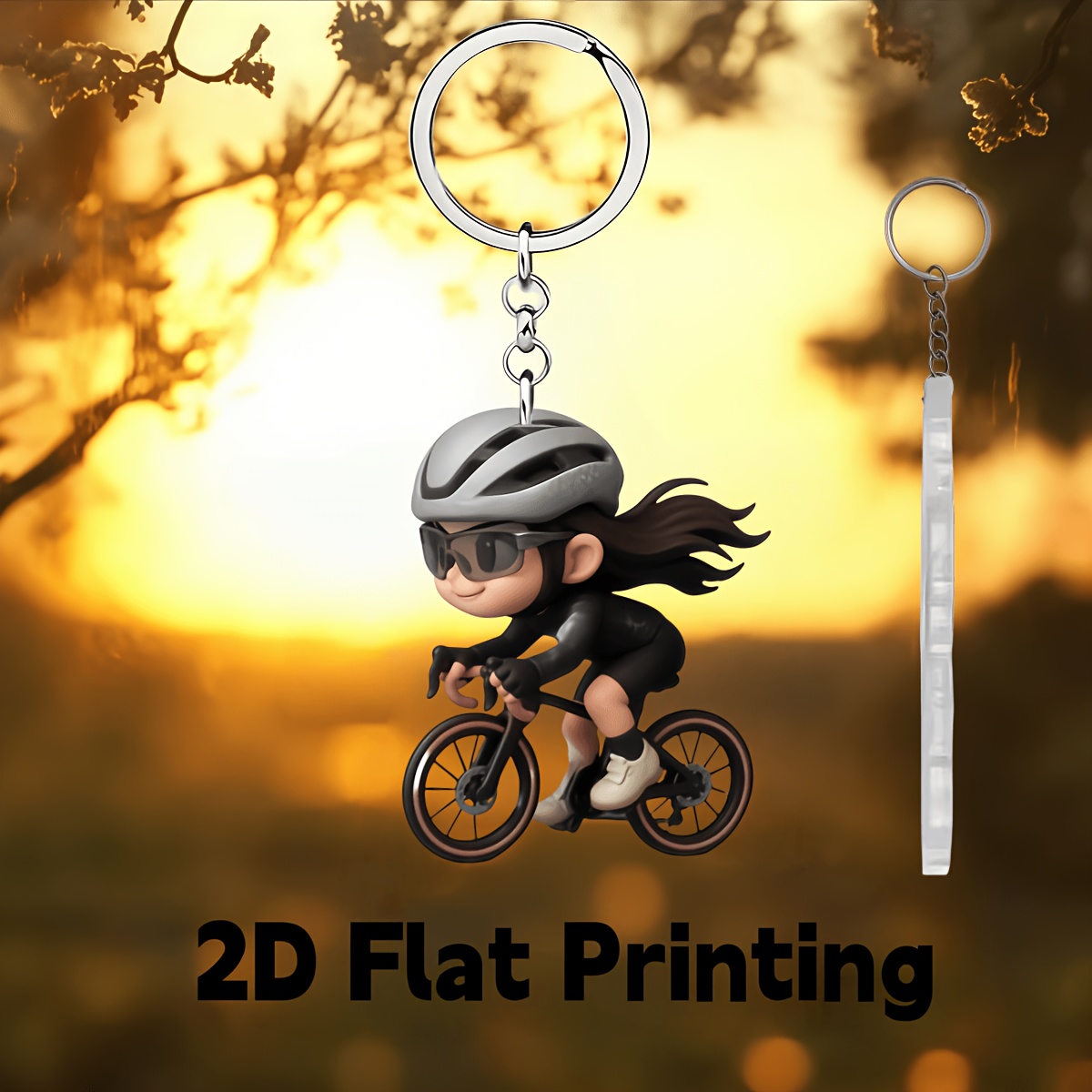 TEMU Llavero de ciclista 2D, impresión 2D - Con un diseño de un ciclista montando, dije de acrílico para bolso es para ciclistas y entusiastas. Es un
