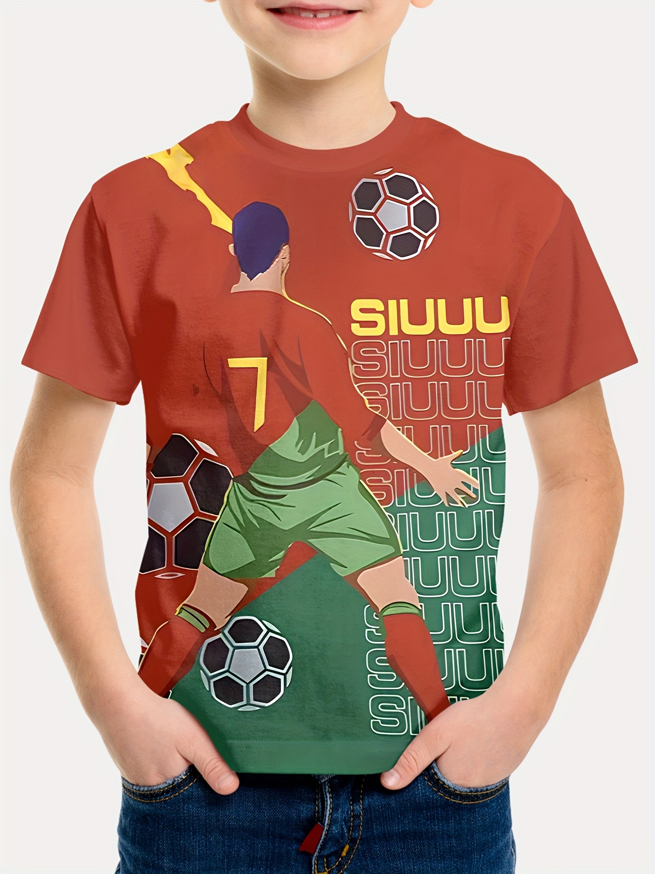 boys' soccer jersey shirt print vibrant Temu Australia