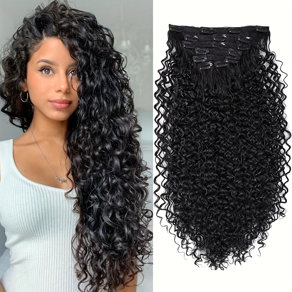 Women s Clip In Curly Hair Extensions Synthetic Wavy Fibers Lightweight Breathable Hairpiece for 26 Inch Multiple Clip Sizes Suitable for All