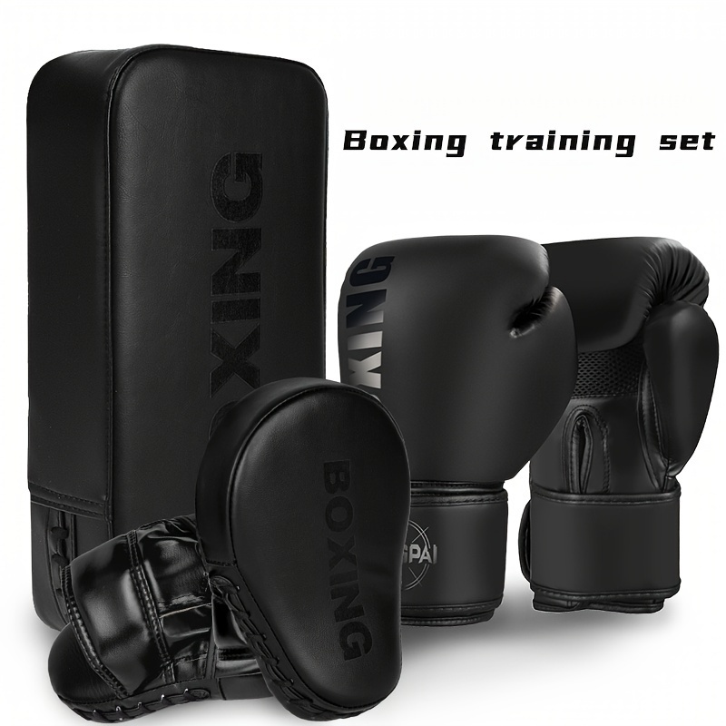 GINGPAI Complete Boxing Training Set with Curved Punching Pad & Taekwondo Foot Target - Durable PU Material, Includes Gloves & Focus Mitts for Adults, Students, and Teens - Perfect for Boxing, Taekwondo, Karate, Muay Thai, and MMA, Boxing Gloves