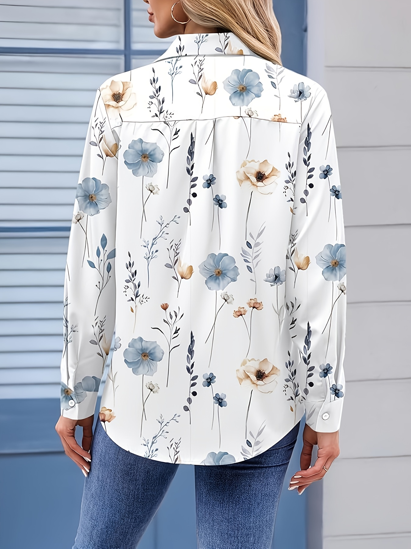 2501 Nuevos Llegados de Ropa de Mujer para el Comercio Exterior Europeo y Americano, Camisa de Manga Larga con Cuello Alto y Estampado Digital Madura para Mujer