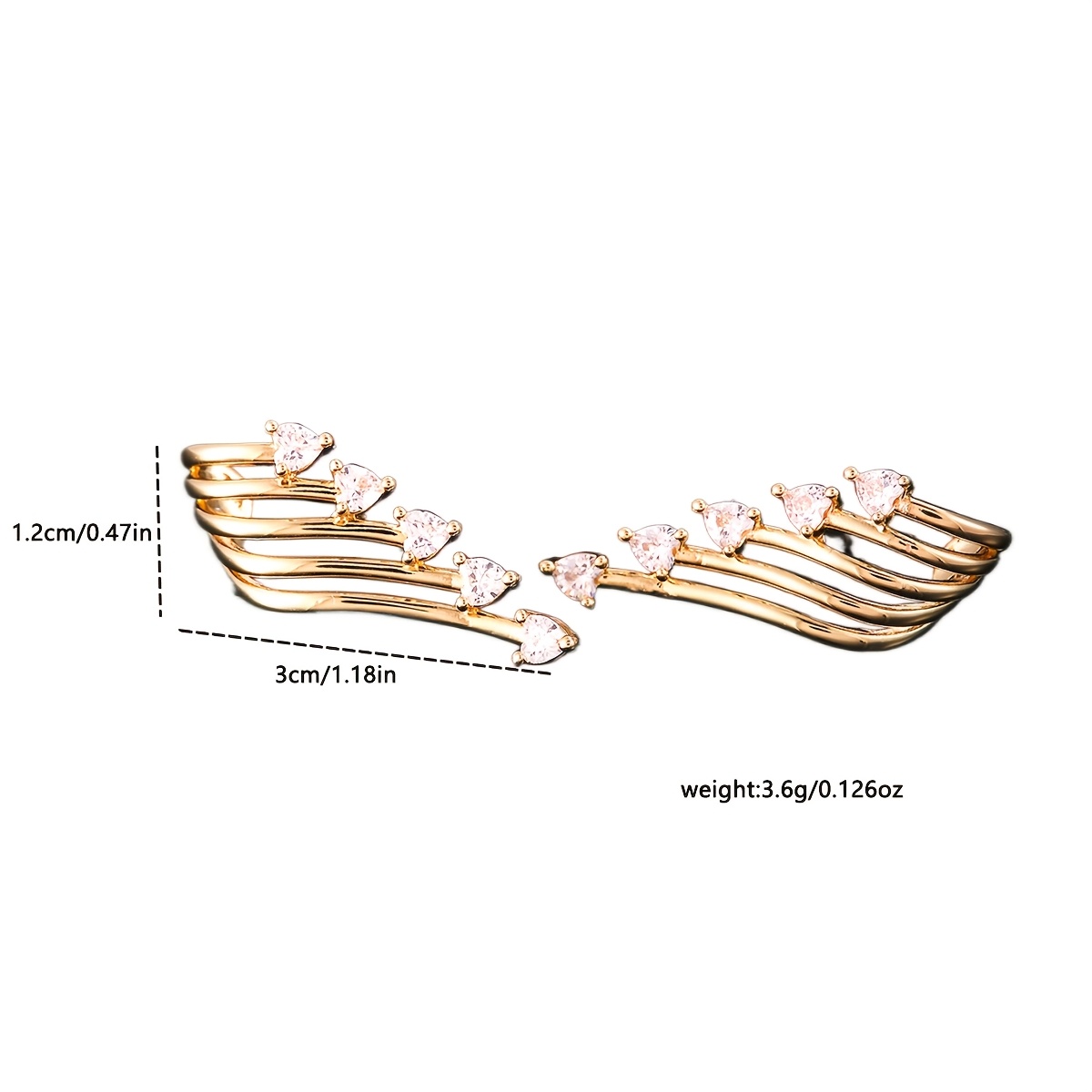 Sparkling CZ Angel Wing Stud Earrings, Copper Plated for Parties & Festivals