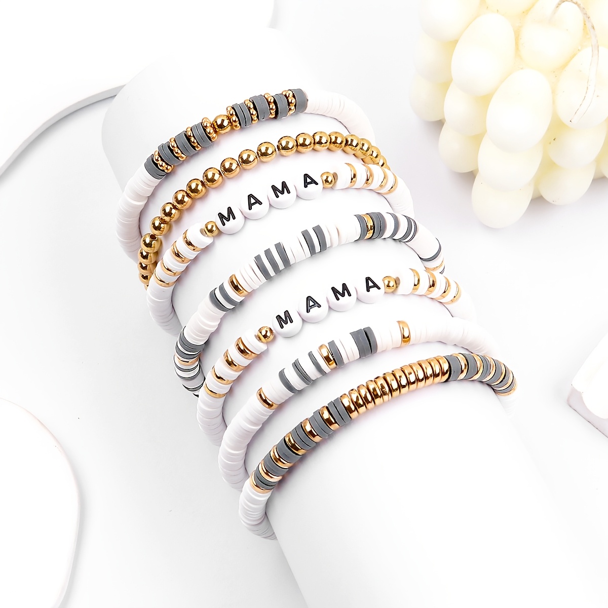 MAMA Bracelet Set, Stackable Gift for New Moms