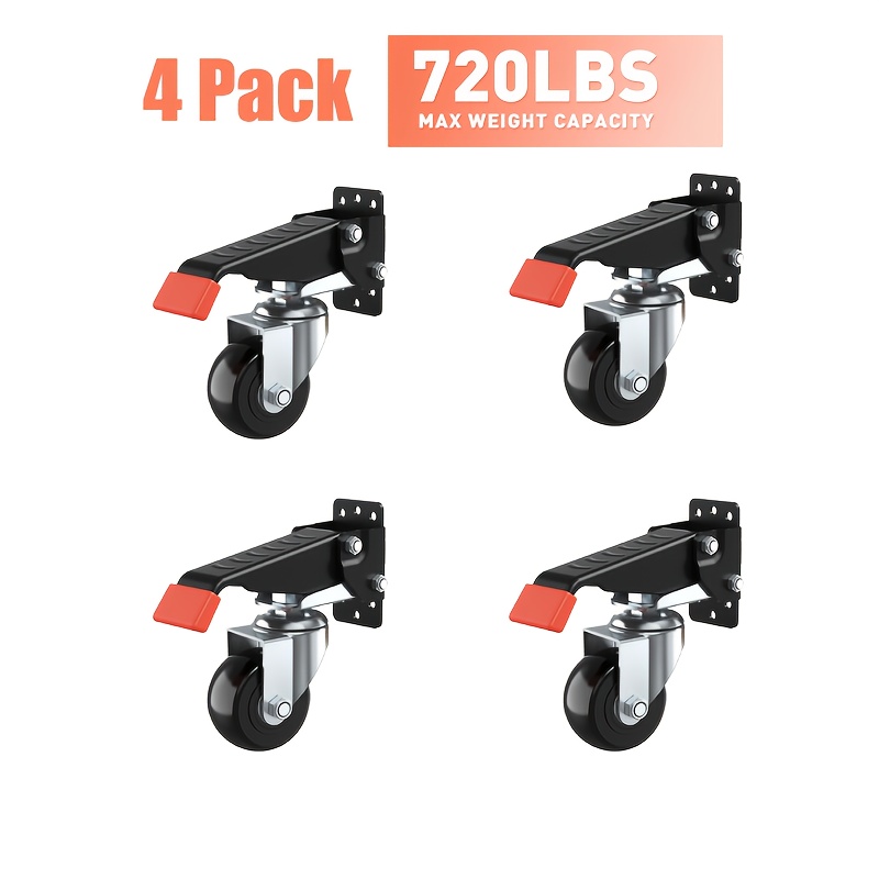 TEMU Heavy-duty Caster Wheels For Workbenches, Of Supporting Up To 720 Lbs, Featuring Retractable Design, Sold In A Pack Of 4 By Solejazz