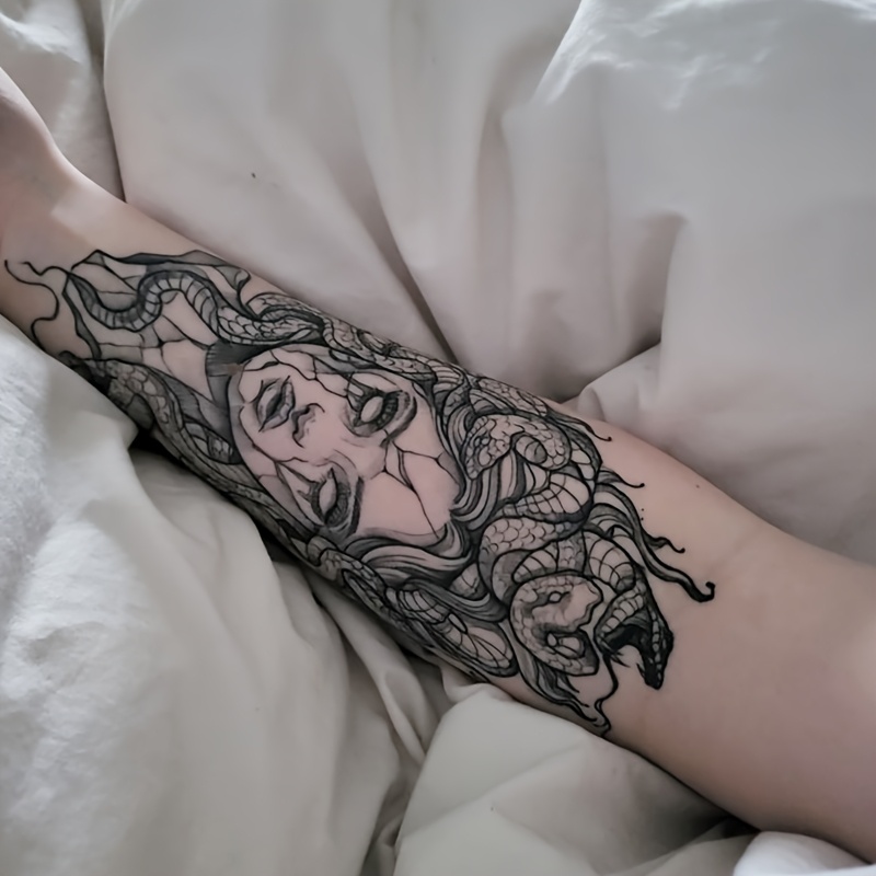 (forearm Medusa) Temporary Tattoo Sticker Herbal Tattoo Sticker, Realistic And Long-lasting Temporary Tattoo Sticker, Waterproof And Wear-resistant, Lasting 7-15 Days