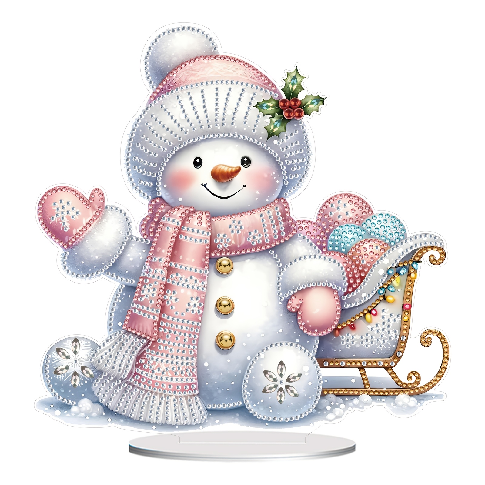 

Christmas Snowman 5d Diy Diamond Painting Kit - Acrylic Craft With Crystal Embellishments, Unique Irregular Shape, Home Decor & Holiday Gifts