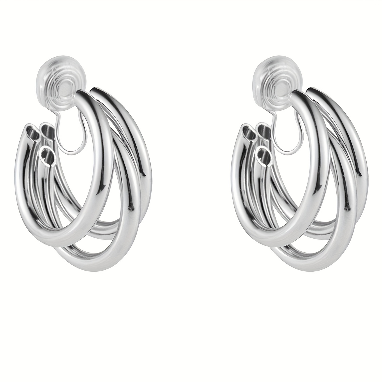 Golden C-Shaped Circle Clip Earrings, No Piercing