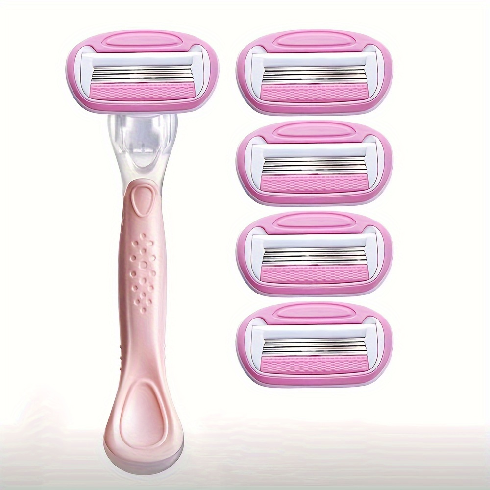 

Ladies' 5-blade Set With Aloe Vera Lubricant Strip - Hypoallergenic, Stainless Steel, Includes Protective Cap For Underarm Hair Removal