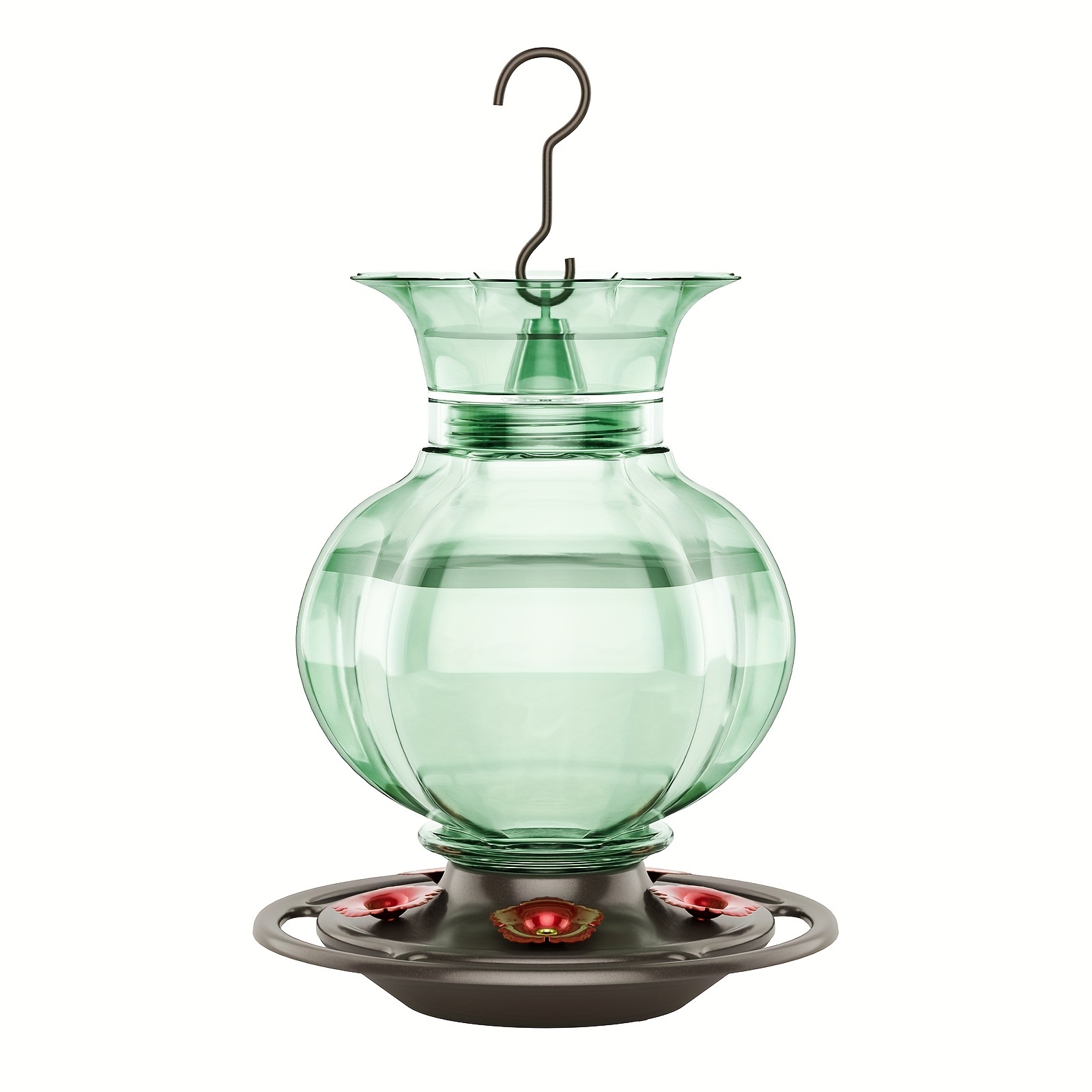 

Hummingbird Feeder, Green Glass Hummingbird Feeder For Outdoors Hanging With Ant Moat, 5 Simulation Flowers Feeding Ports, 23 Ounces, Rustproof, Fade Proof, Pomegranate Shape