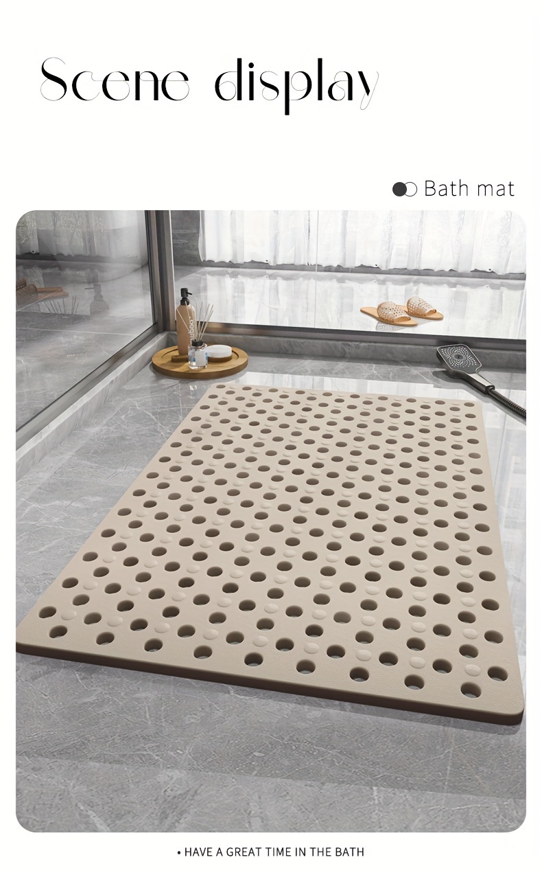 1pc bathroom non slip mat with suction cup bath rug shower mat round hole design bathroom massage   drain suitable for shower room hotel toilet toilet bathtub bathroom accessories Product details 7