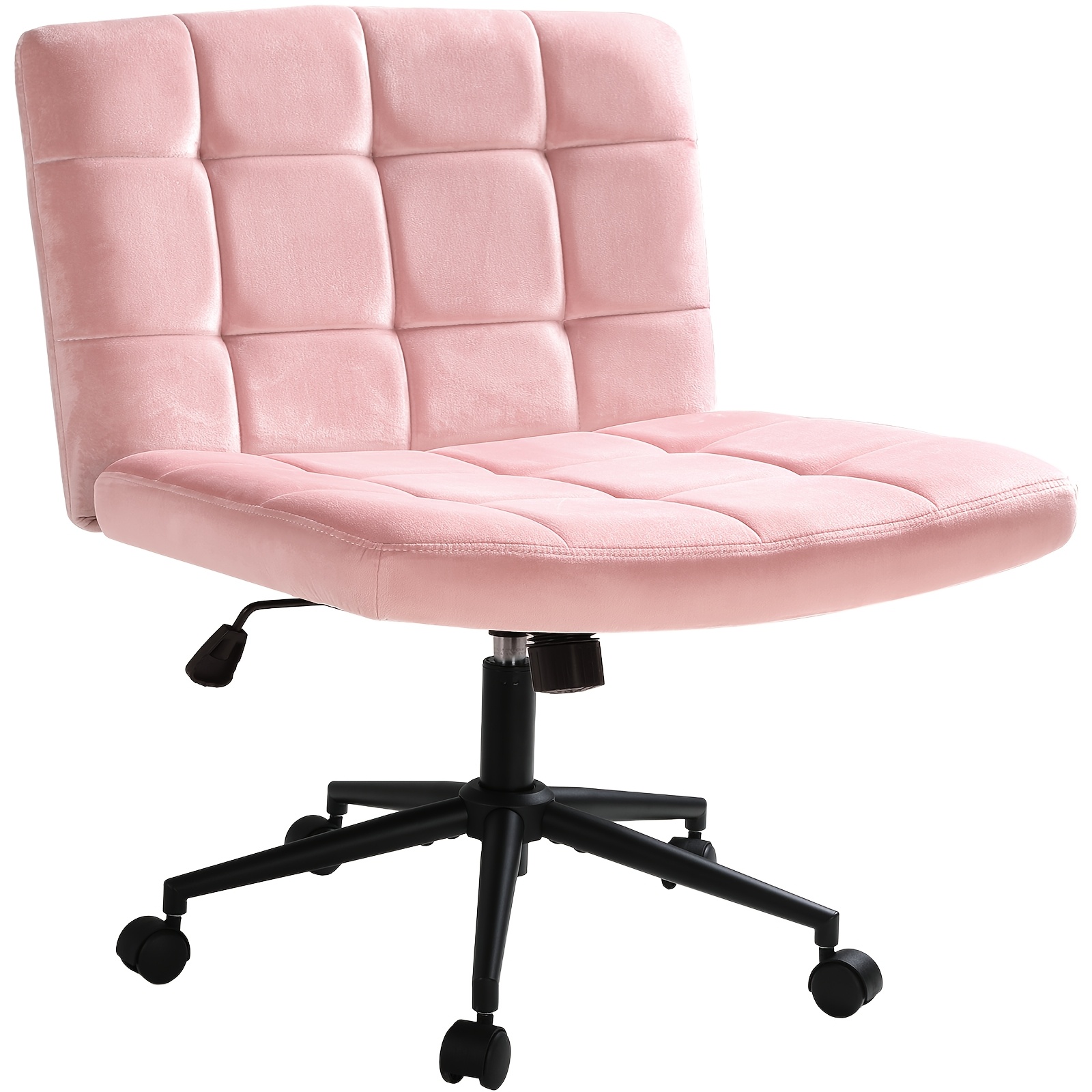Dressing Chair, Wide Cross-legged Seat, No Armrest, Height Adjustable, 360-degree Swivel Rocking Chair, Velvet Plus 10cm Soft Cushion, Sturdy Metal Leg, Suitable For Bedroom, Living Room And Office