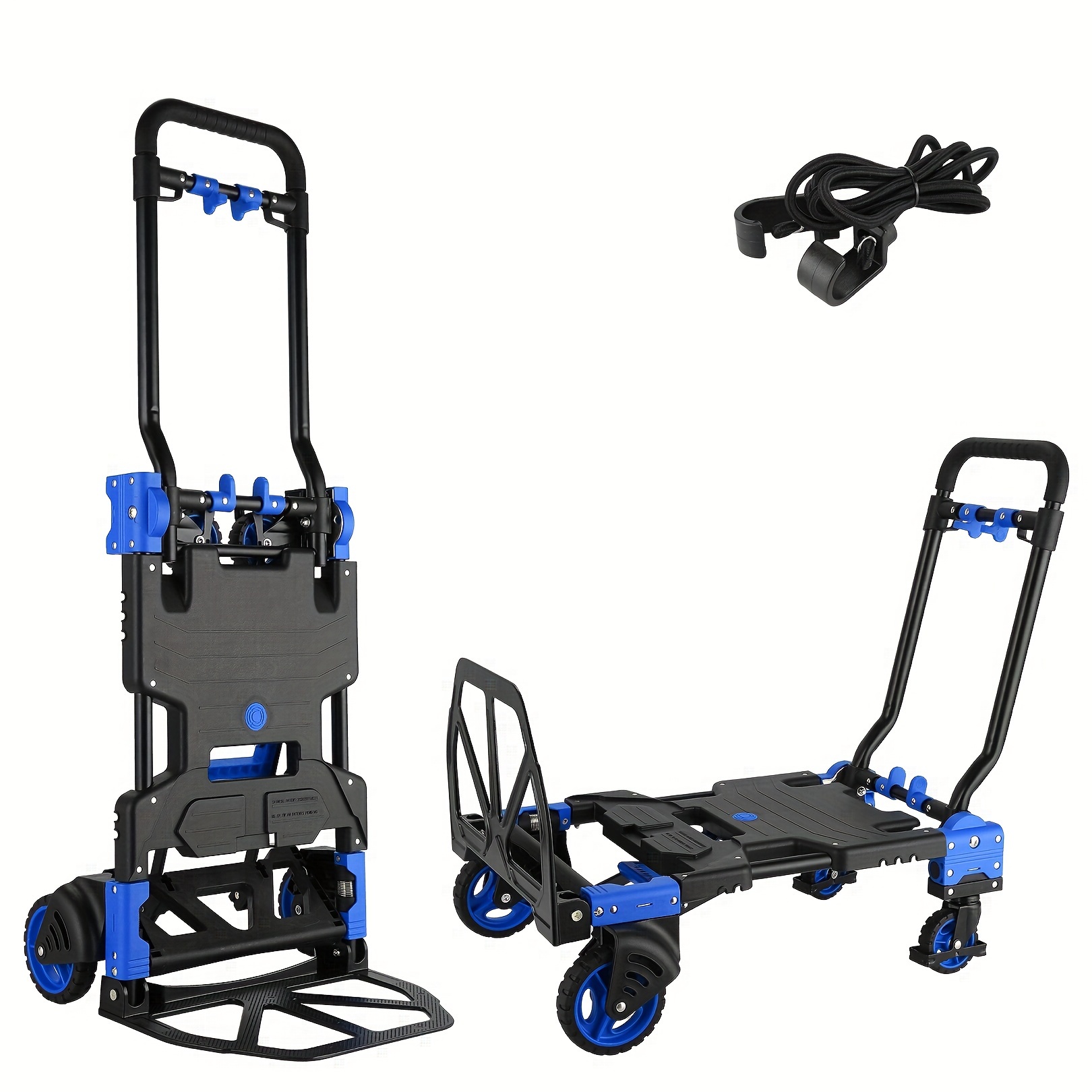 

330lb Folding Hand Truck Heavy Duty Carrying, Combination Of 4 Wheels And 2 Wheels Convertible With Retractable Handle Dolly For Moving Office Carts