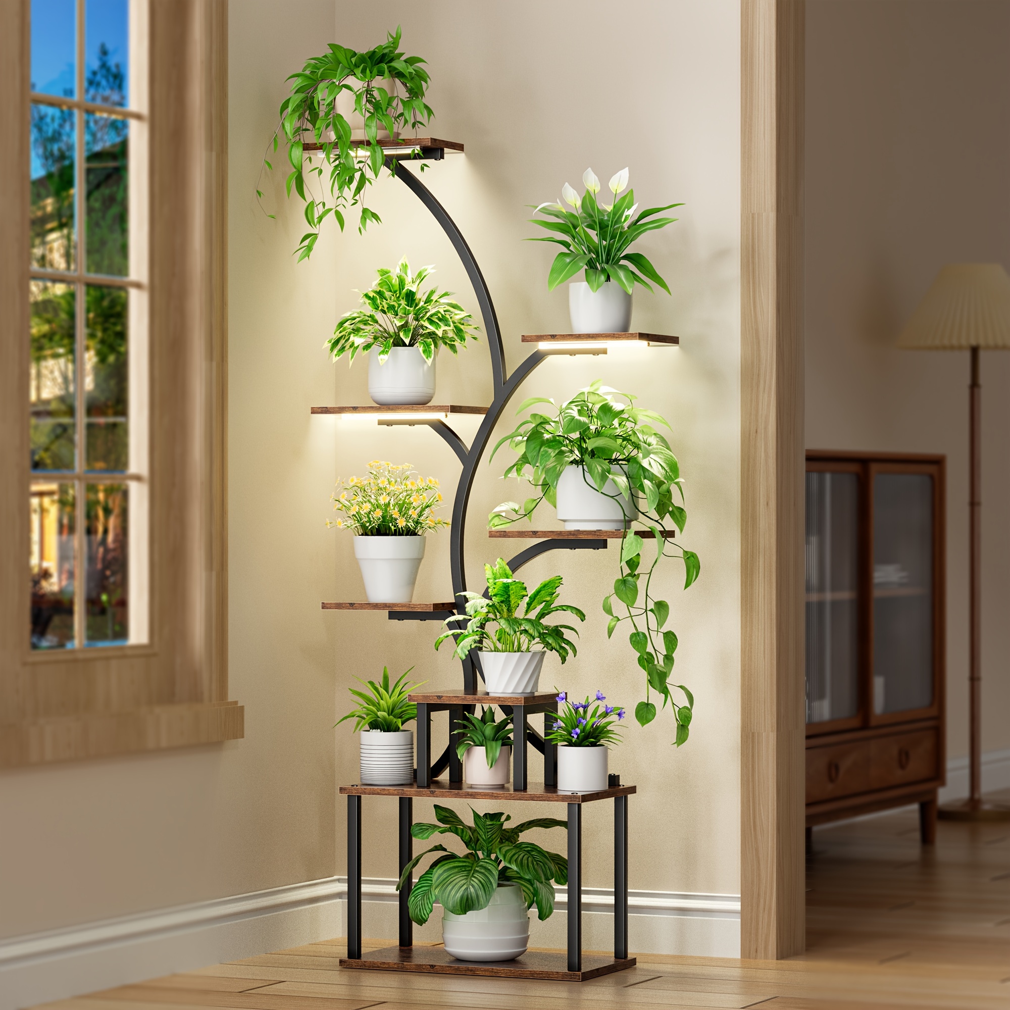 

Plant Stand Indoor With Grow Light, 8-tiered Tall Plant Stands For Indoor Plants Multiple, Metal Plant Shelf Display Rack Holder, Flower Stand For Indoor Plants, Living Room, Garden, Patio