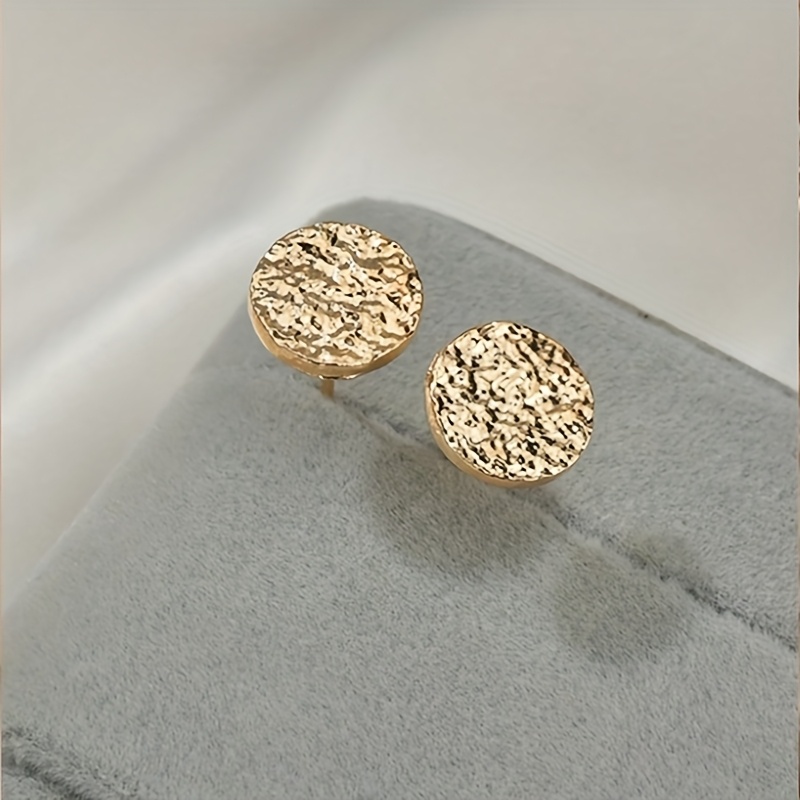 2pcs/set Exquisite Textured Geometric Round Stud Earrings For Women