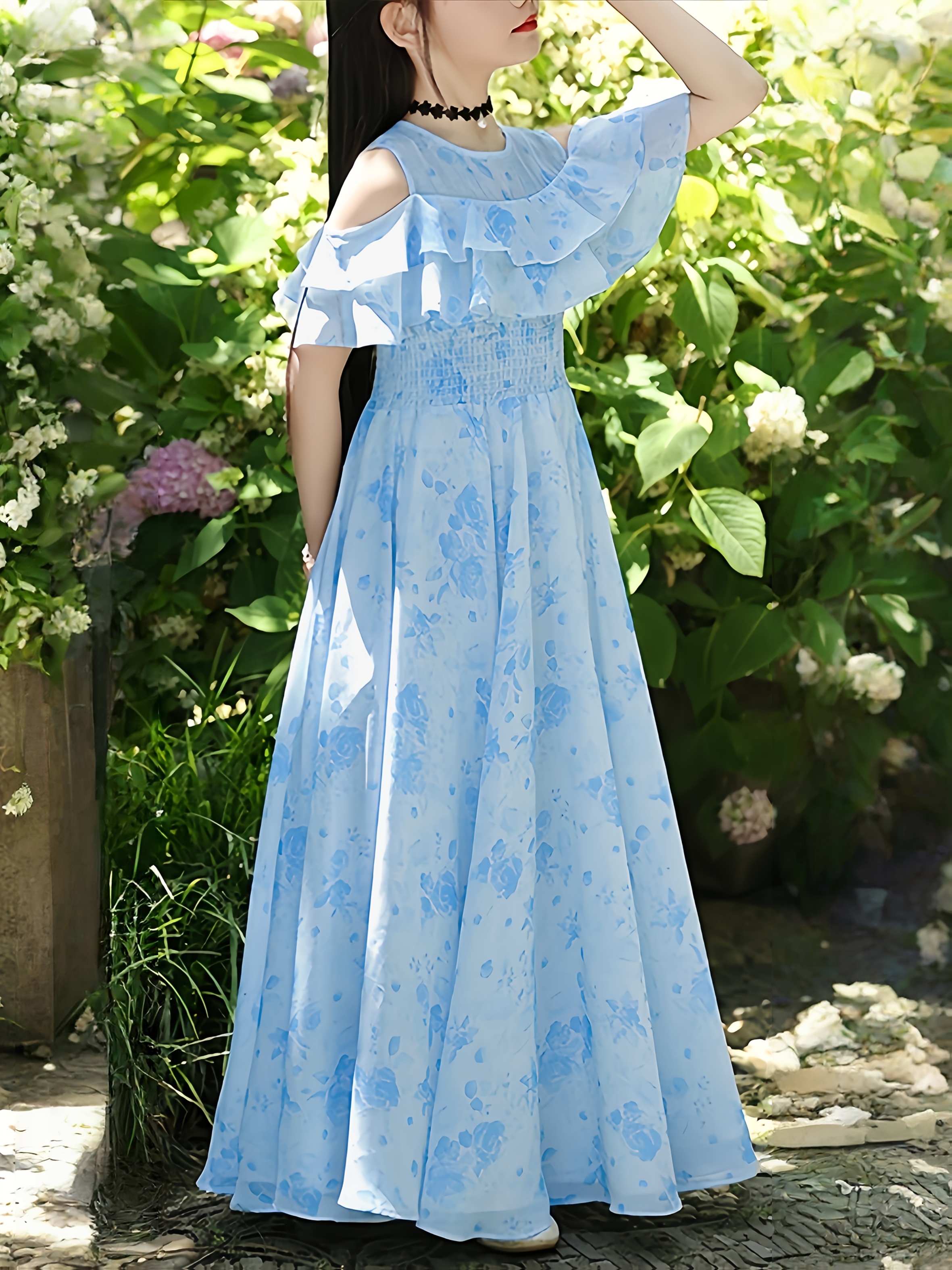 summer dress girls dress korean version floral long dress - Temu United  Arab Emirates