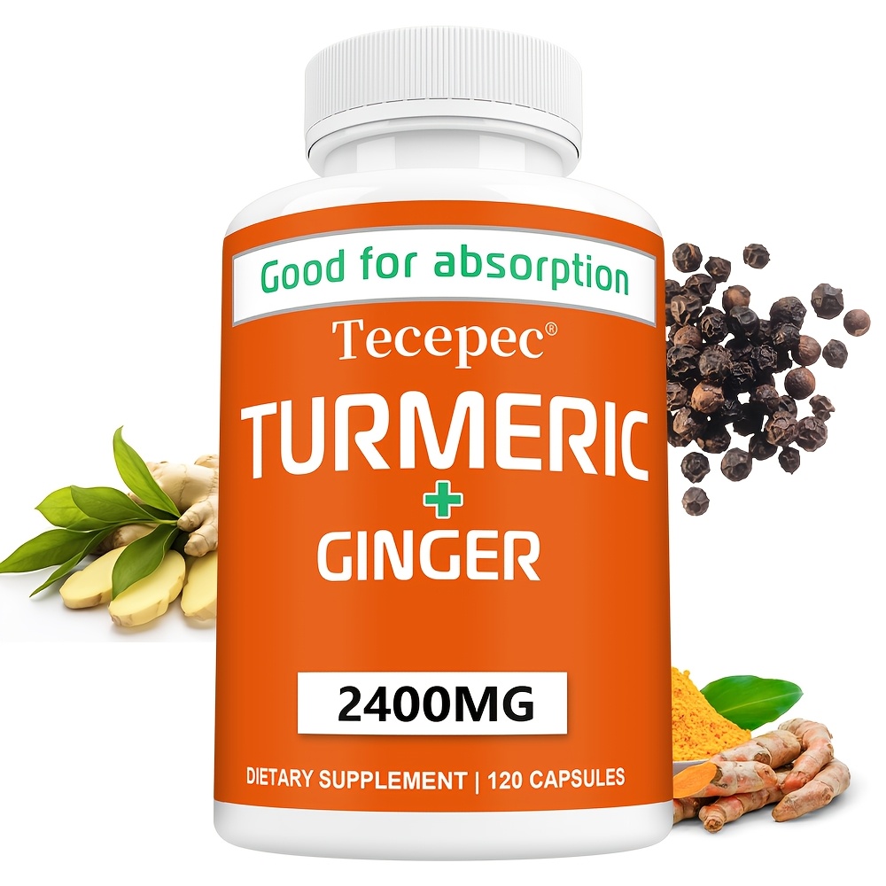 Turmeric and Ginger 2400 mg with Black Pepper Capsules, 120 Count – Supports Immune Health, Energy, and Physical Activity