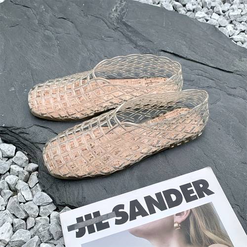 dames retro slip-on - ademende transparante jelly schoenen met gewatteerde binnen , platte strand vakantie casual zomer schoenen gewatteerd , outdoor slides, minimalistisch design, zacht materiaal, trendy schoenen, dames schoenen