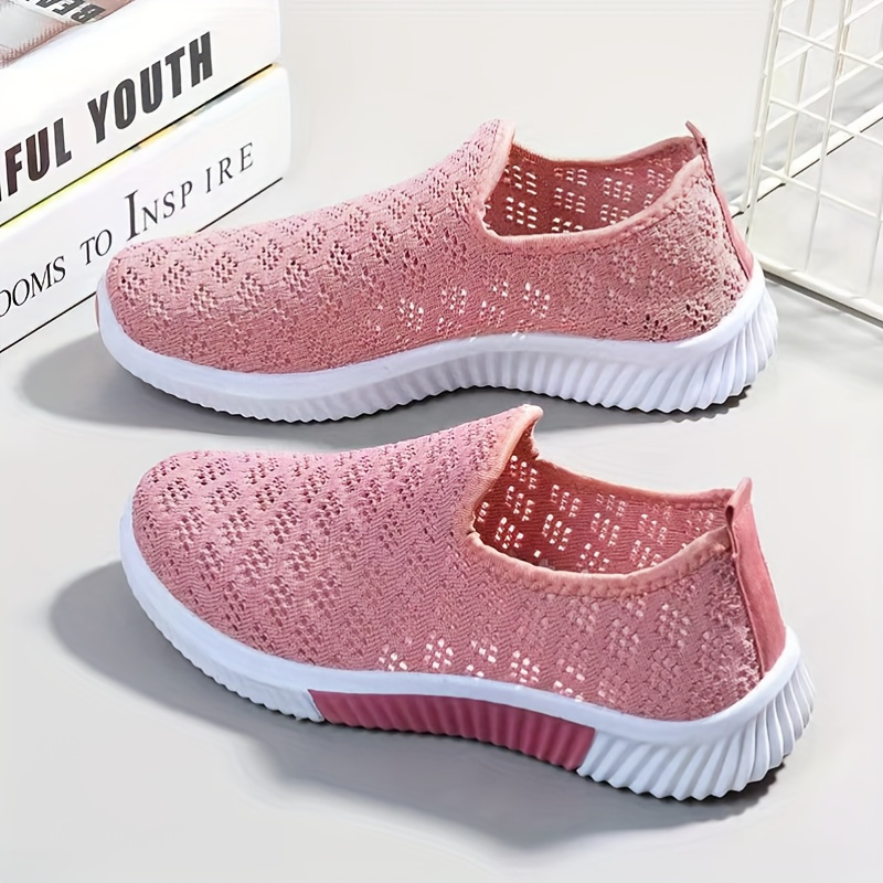 

Women's Summer Breathable Mesh Sneakers, Flat Sports Casual Shoes, Comfortable Slip-on Walking Shoes