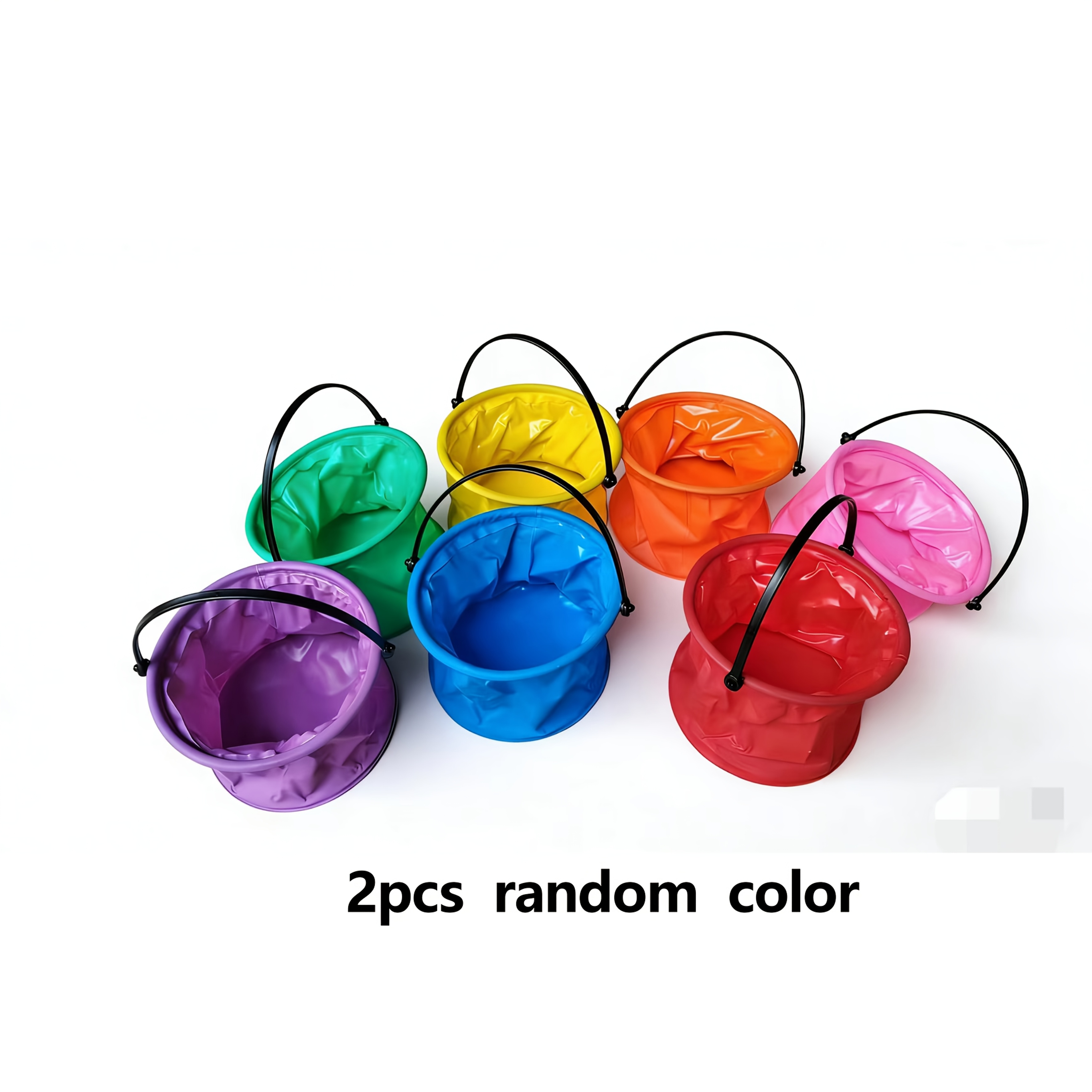 Image of Two-pack Of Collapsible Mini Buckets, Suitable For Art, Washing, Fishing And Outdoor Activities, Portable Collapsible Buckets Random Color