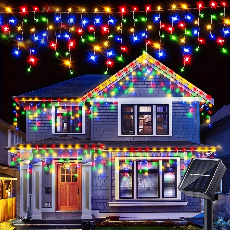 TEMU Ice Column String Lights, Solar Outdoor String Lights, 8 Modes, 96pcs Led Lights Christmas Decorations, For Indoor And Outdoor Parties And Home