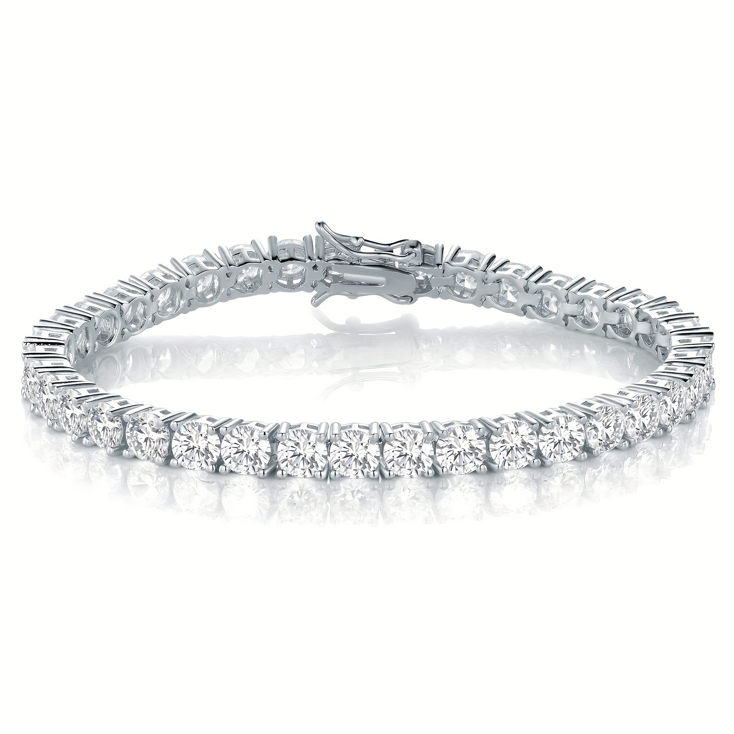 

1pc White Golden Plated 4.0 Round Cubic Zirconia Classic 6-9 Inches