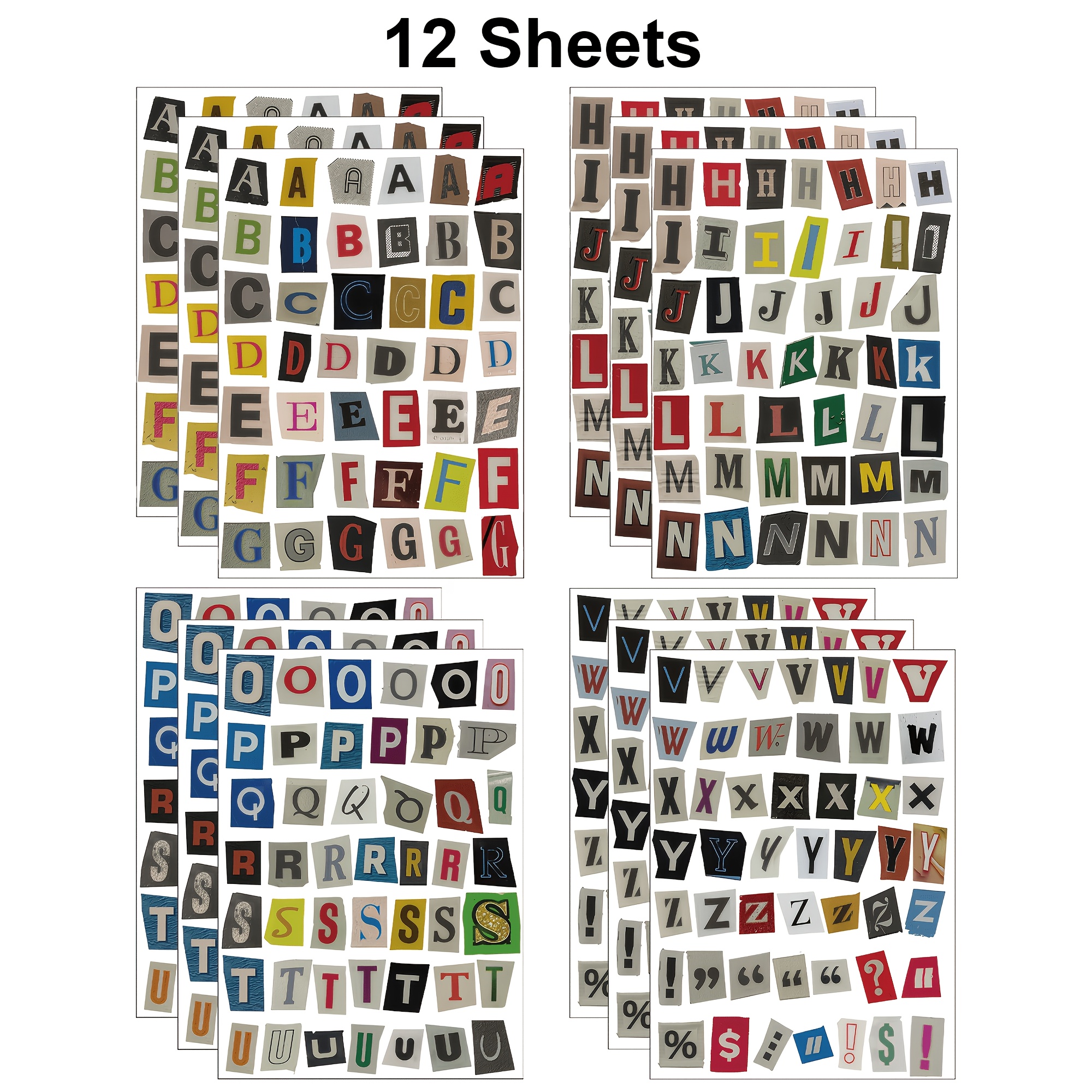 TEMU 4 / 12 Sheets Vintage Letter Full Set Series Stickers | Vintage Stickers, 181 / 543 Pcs English Letter Stickers For Scrapbooking Journal Decor