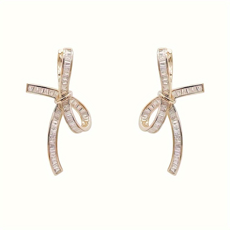 Synthetic Zirconia Irregular Bow Earrings And Studs Jewelry