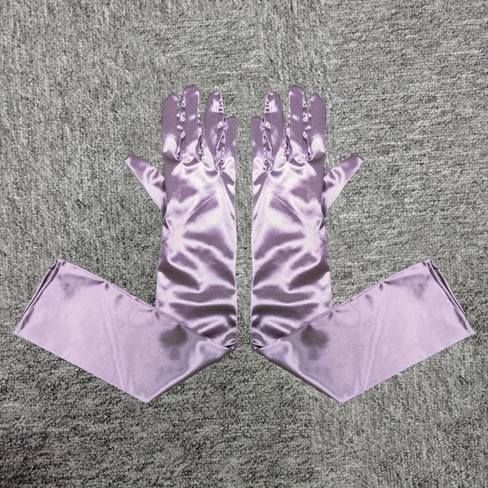 1 Pair Of Short 38cm Light Purple Spandex Gloves, Satin For Formal Dresses, Wedding, Performance, Ball, And Etiquette Accessories, Spandex Evening Gloves