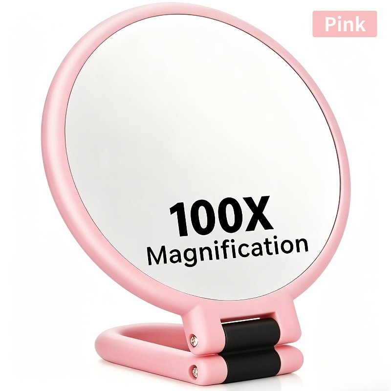 TEMU 100X Ultra HD Vergrootglas Spiegel, Dubbelzijdige Spiegel 1X Spiegel en 100X Detail Vergroter, 360° Draaibare Handgreep en Opvouwbare Standaard,
