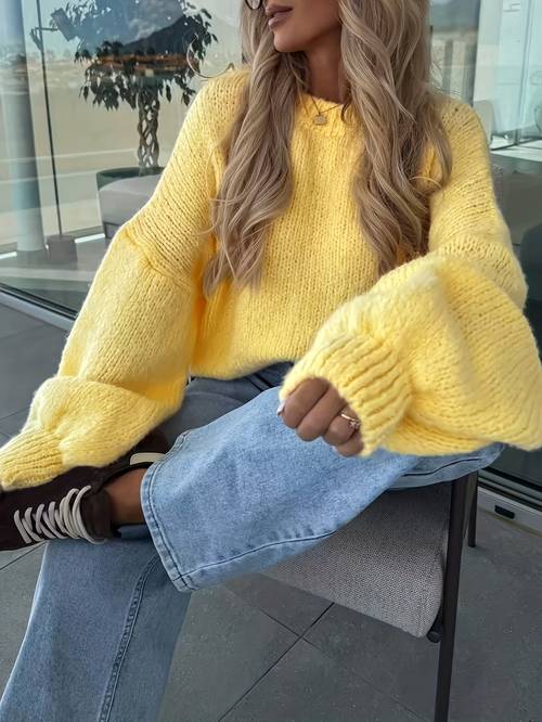 womens high oversized sweater soft round neck long sleeve pullover with ribbed trim loose fit winter sweater suitable for autumn casual wear cozy for layering hand washable