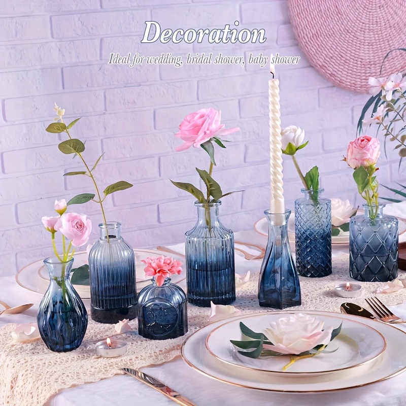Glazen knopvaas - kleine vazen voor bloemen, heldere knopvazen in bulk, voor tafelstukken, mini vintage vaas voor bruiloft thuis tafeldecoratie (12 stuks