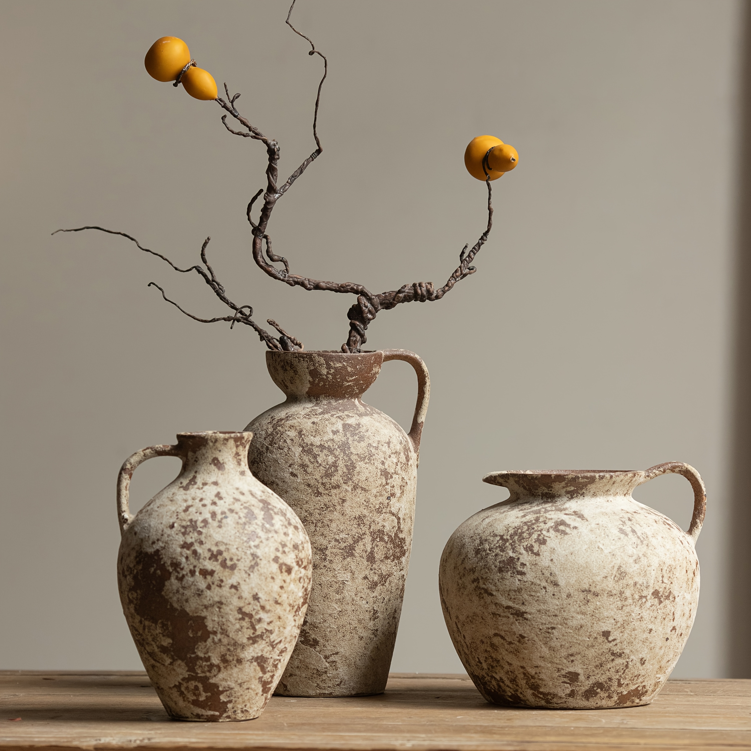Vintage Distressed Thick Ceramic Vase