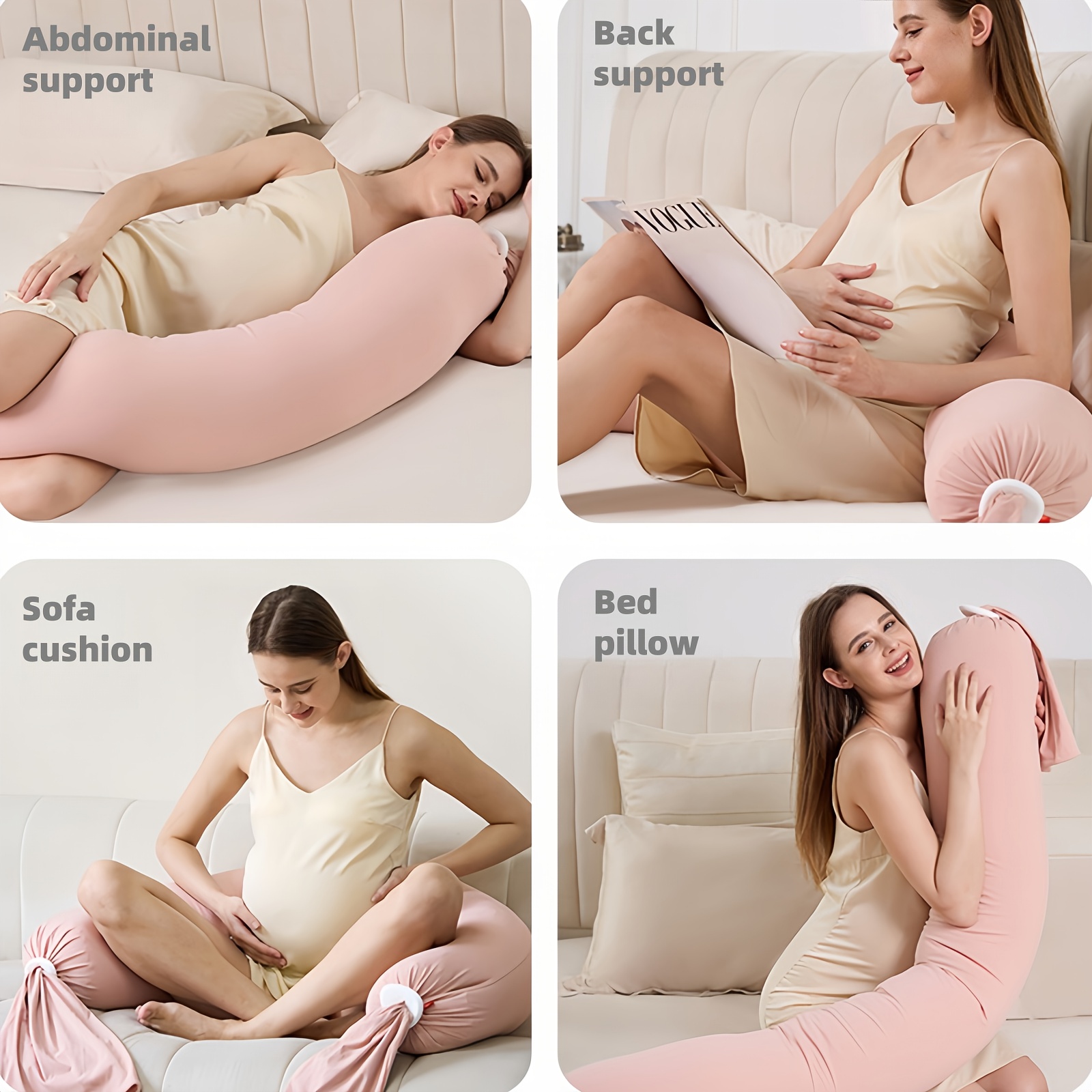 Extra-Long Side Sleeping Pillow, Designed for Pregnant Women, Filled with Comfortable Foam Particles, Featuring a Removable Cover, Adjustable Softness, Lightweight Support, Alleviating Pressure on The Back, Abdomen, And Hips