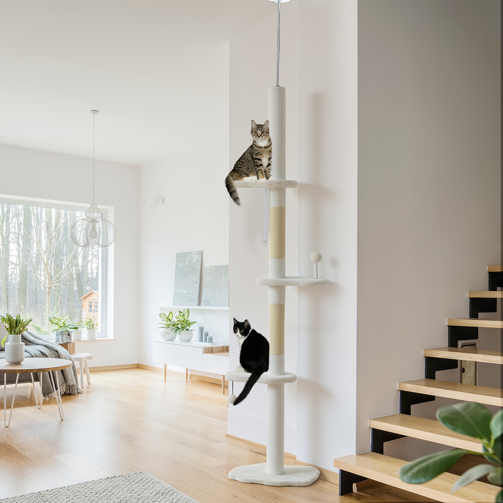   88 5 100 5 floor to ceiling cat tree with scratching posts white