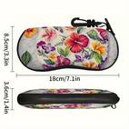 1pc tropical floral glasses case with secure zipper closure scratch resistant synthetic rubber frame protector vibrant hibiscus print unisex eyewear organizer pouch for accessories for women men