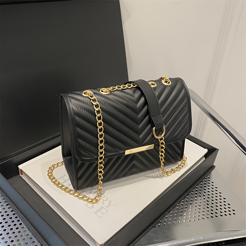 Sac Bandoulière Femme – Mini Carré Élégant Chaîne Dorée Nouveau Sac Mini Carré Élégant et Minimaliste pour Femmes - Sac Bandoulière/Épaule à Chaîne Ajustable Décontracté, Disponible en 5 Couleurs